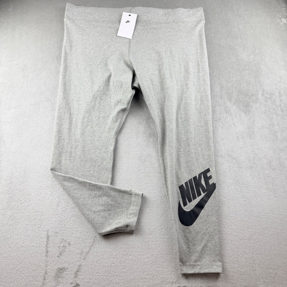 Nike Womens Essential Leggings Women's 2X Dark Gray Heather Black DB6052-063 NWT